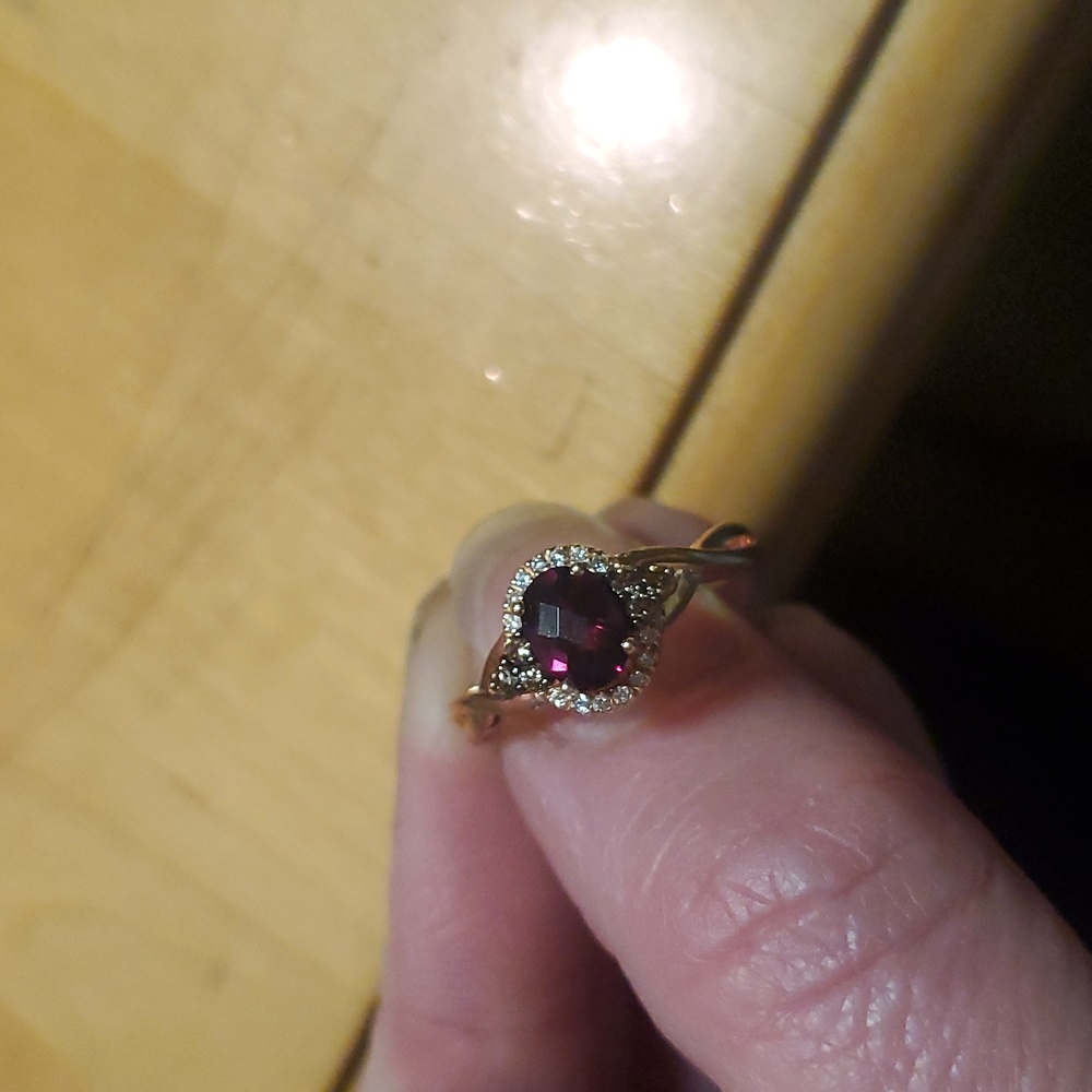 Rose gold garnet levian ring